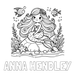 Online Created Coloring Page - ANNA HENDLEY Coloring Page and Coloring Page of a Cute Little Mermaid