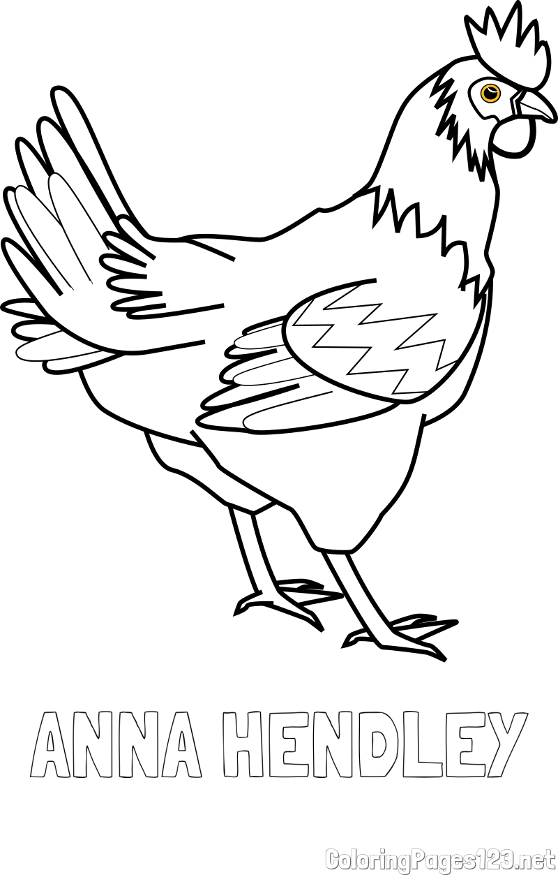ANNA HENDLEY Coloring Page and Coloring Page of a Hen