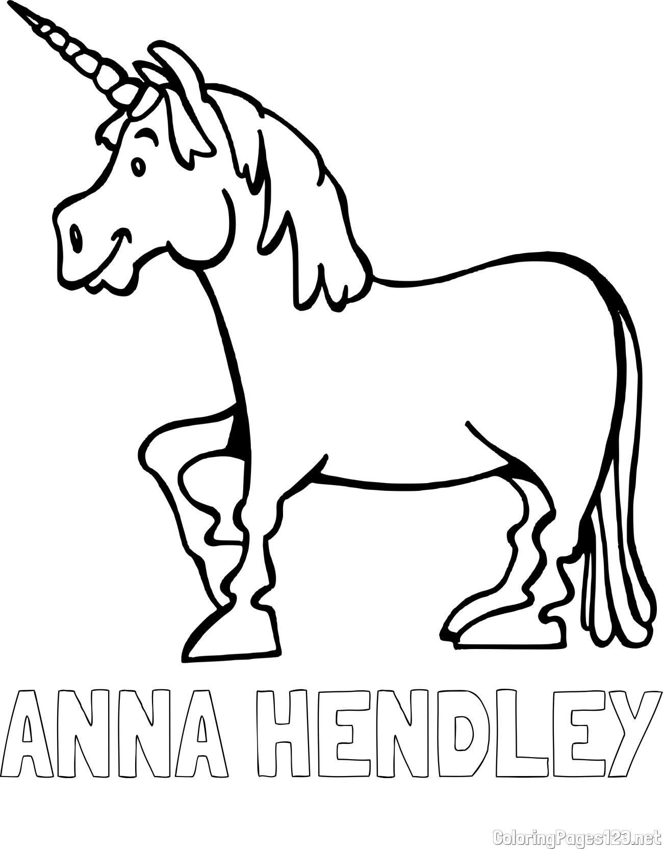 ANNA HENDLEY Coloring Page and Coloring Page of a Joyful Unicorn