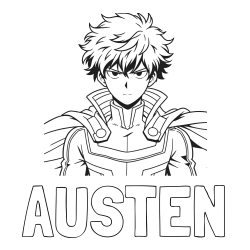 Online Created Coloring Page - AUSTEN Coloring Page and Coloring Page of an Anime Superhero