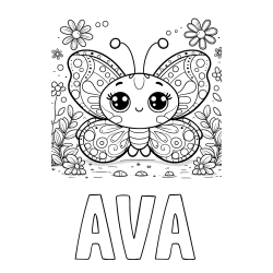 Online Created Coloring Page - AVA Coloring Page and Cute Butterfly Coloring Page