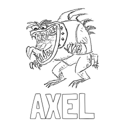 Online Created Coloring Page - AXEL Coloring Page and Fierce Monster Coloring Page