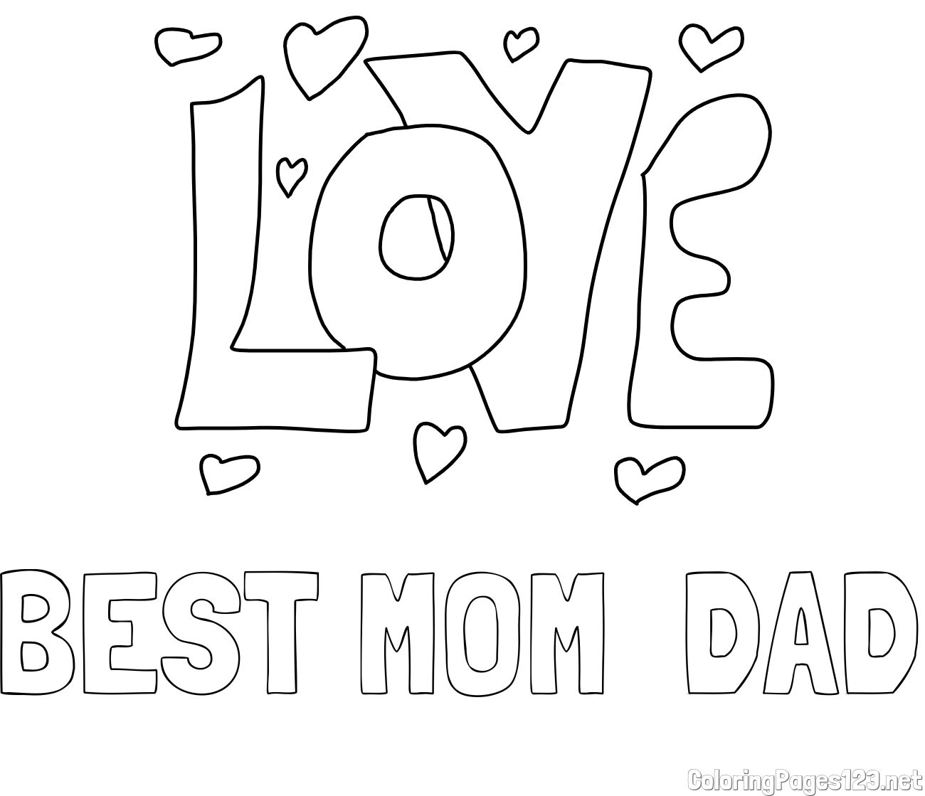 BEST MOM  DAD Coloring Page and Coloring Page of LOVE ❤❤😍