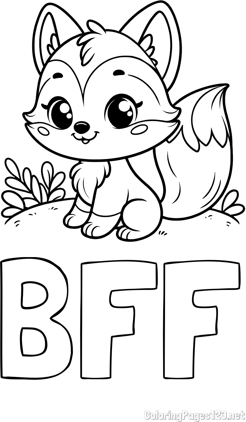 BFF Coloring Page and Cute Fox Coloring Page