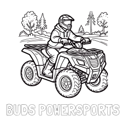 Online Created Coloring Page - BUDS POWERSPORTS Coloring Page and Motorist on ATV Coloring Page