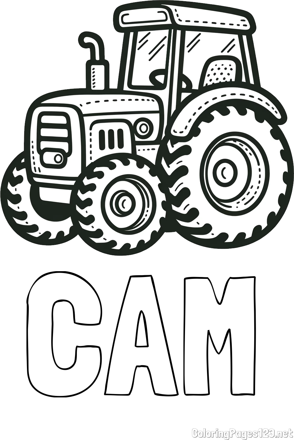 CAM Coloring Page and Beautiful Tractor Coloring Page