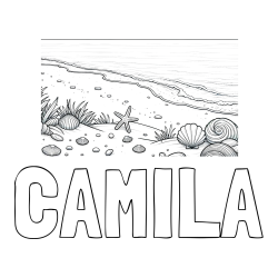 Online Created Coloring Page - CAMILA Coloring Page and Beautiful Seashore Coloring Page