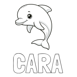 Online Created Coloring Page - CARA Coloring Page and Children's Coloring Book of a Cute Dolphin