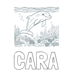 Online Created Coloring Page - CARA Coloring Page and Coloring Page of a Cute Dolphin Swimming in the Sea