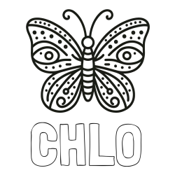 Online Created Coloring Page - CHLO Coloring Page and Butterfly Coloring Page (Simple)