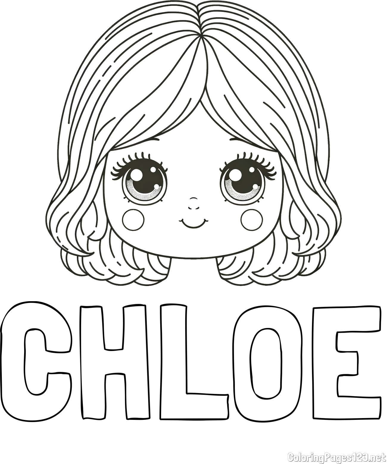 CHLOE Coloring Page and Cute Girl Face Coloring Page