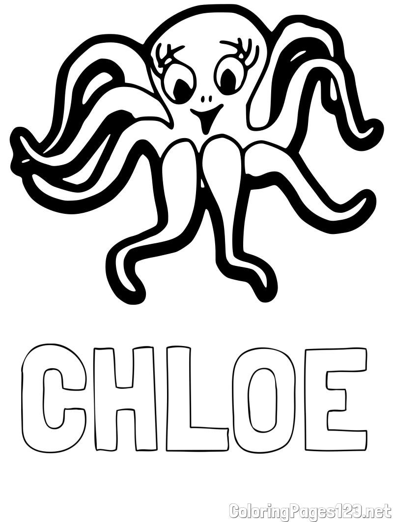 CHLOE Coloring Page and Simple Octopus Coloring Page