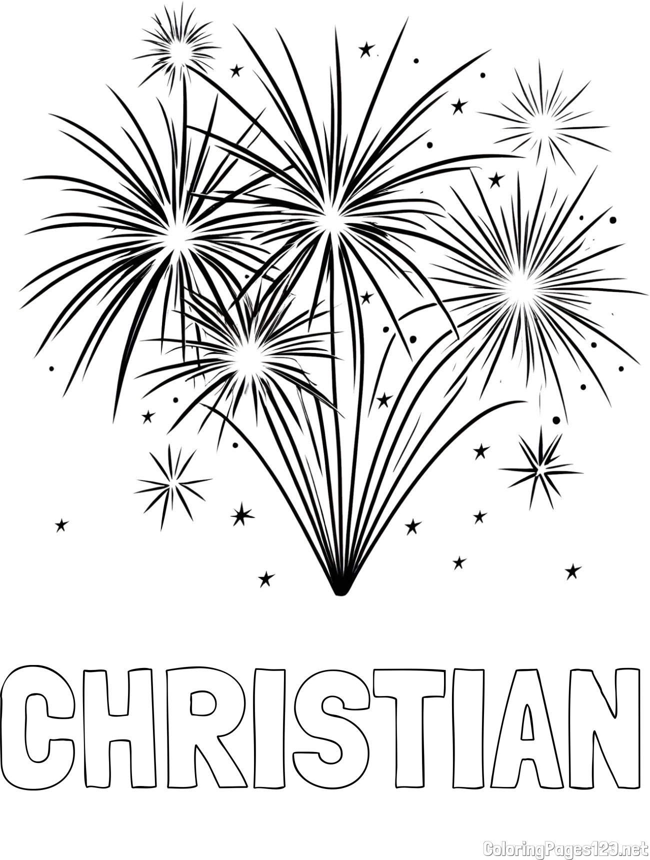 CHRISTIAN Coloring Page and Big Fireworks Coloring Page