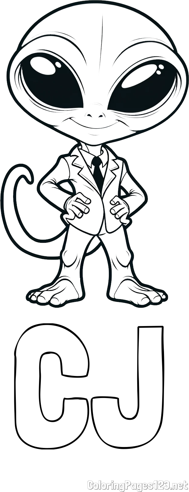 CJ Coloring Page and Alien Coloring Page
