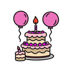 Pobarvana pobarvanka - Birthday Cake Coloring Page with Balloons