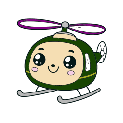 Pobarvana pobarvanka - Coloring Page of a Smiling Helicopter