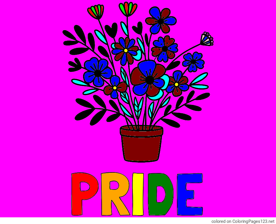 Colored coloring page - PRIDE Coloring Page and Easy Flower Bouquet Coloring Page