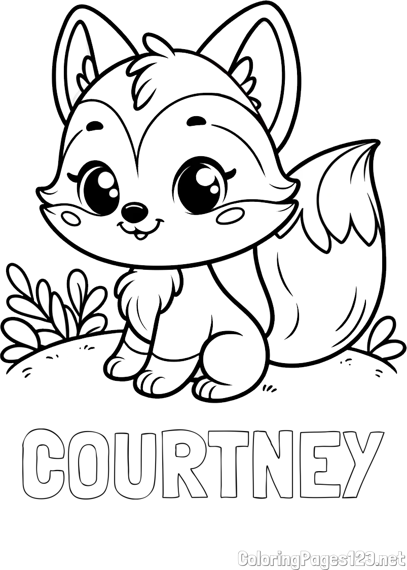 COURTNEY Coloring Page and Cute Fox Coloring Page