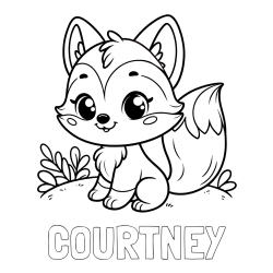 COURTNEY Coloring Page and Cute Fox Coloring Page