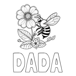 Online Created Coloring Page - DADA Coloring Page and Children's Coloring Book of a Little Bee and Flowers