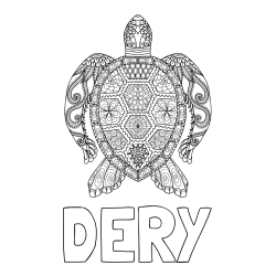 DERY Coloring Page and Sea Turtle Mandala Coloring Page