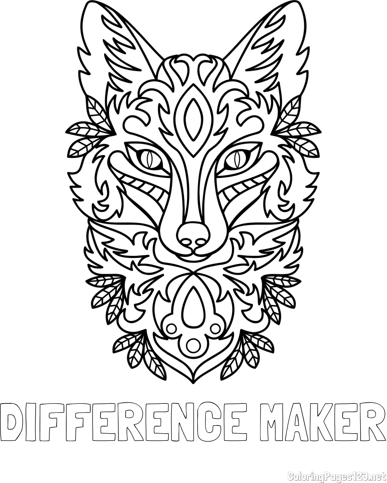 DIFFERENCE MAKER Coloring Page and Wolf Mandala Coloring Page
