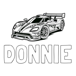 Online Created Coloring Page - DONNIE Coloring Page and Coloring Page of a Futuristic Racing Car
