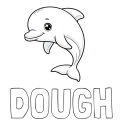 Online Created Coloring Page - DOUGH Coloring Page and Children's Coloring Book of a Cute Dolphin