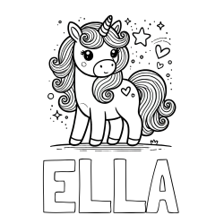 Online Created Coloring Page - ELLA Coloring Page and Cute Unicorn Coloring Page
