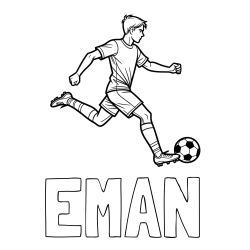 Online Created Coloring Page - EMAN Coloring Page and Soccer Player in Action Coloring Page