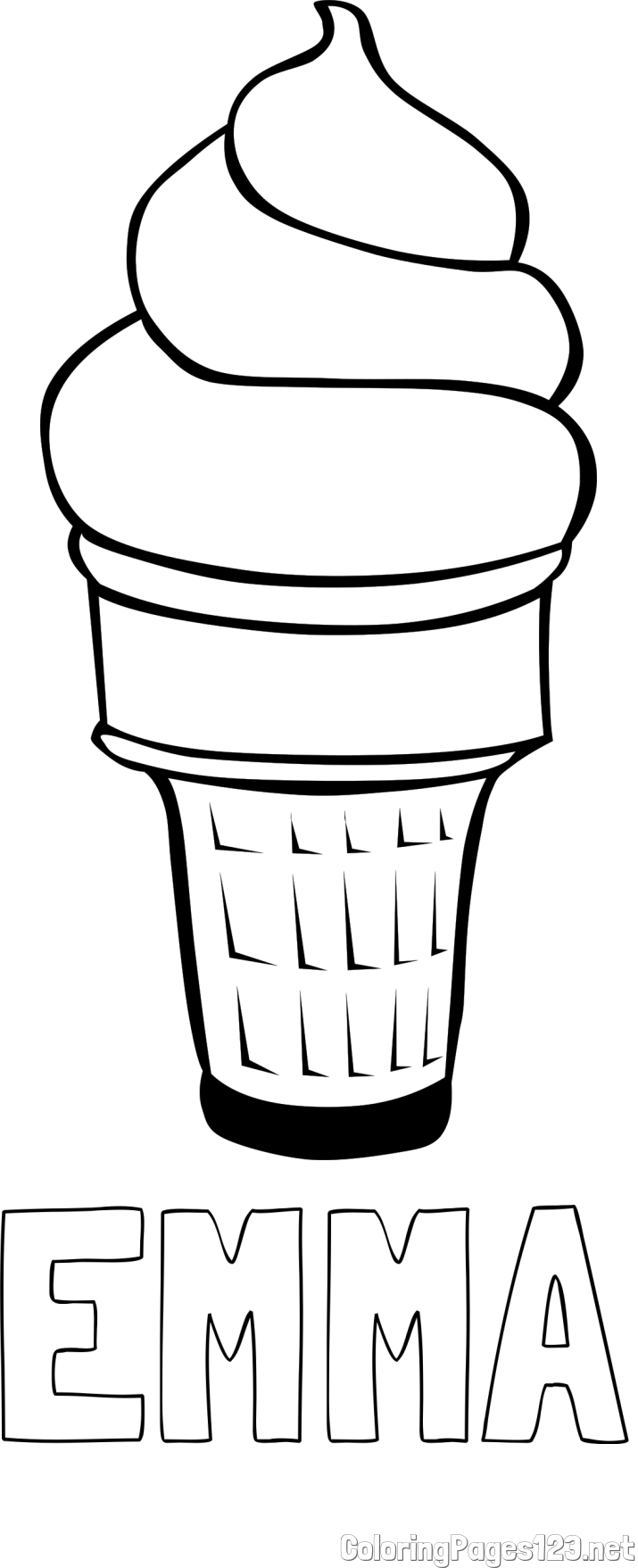 EMMA Coloring Page and Ice Cream Coloring Page