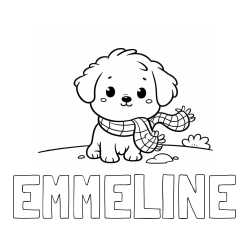 Online Created Coloring Page - EMMELINE Coloring Page and Coloring Page of an Adorable Puppy