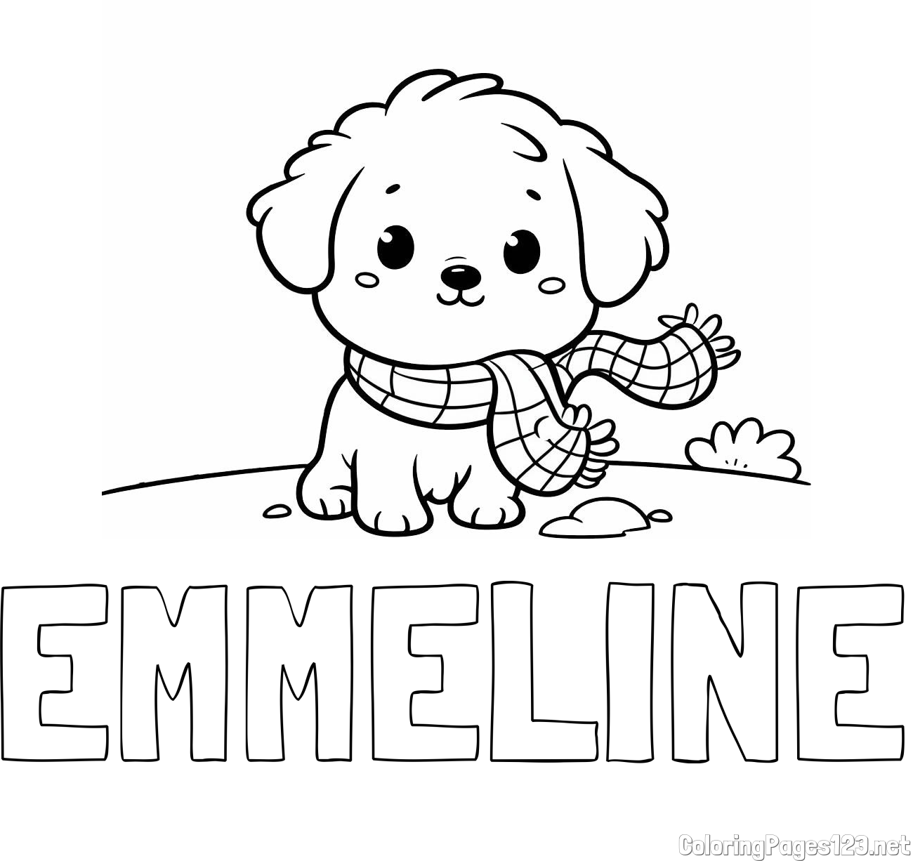 EMMELINE Coloring Page and Coloring Page of an Adorable Puppy