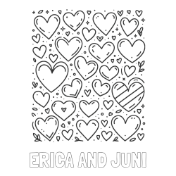 Online Created Coloring Page - ERICA AND JUNI Coloring Page and Children's Coloring Page of Many Hearts