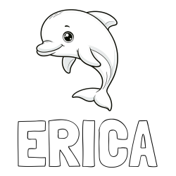 Online Created Coloring Page - ERICA Coloring Page and Children's Coloring Book of a Cute Dolphin