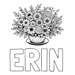 Online Created Coloring Page - ERIN Coloring Page and Beautiful Bouquet of Flowers Coloring Page