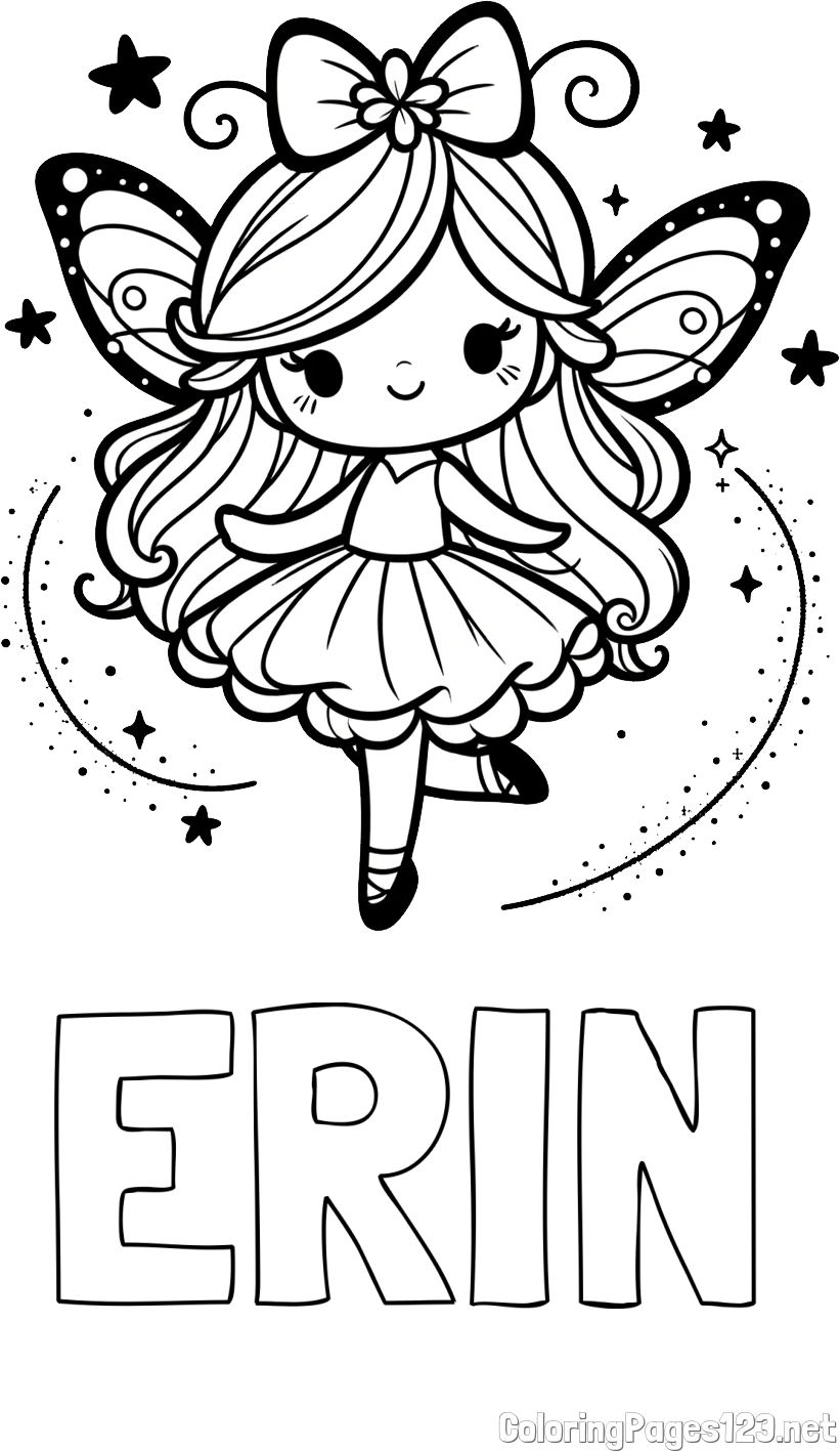 ERIN Coloring Page and Cute Magical Fairy