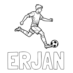 Online Created Coloring Page - ERJAN Coloring Page and Soccer Player in Action Coloring Page