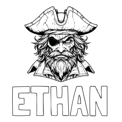 ETHAN Coloring Page and Realistic Evil Pirate Coloring Page