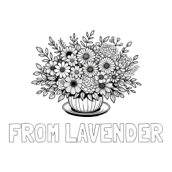Online Created Coloring Page - FROM LAVENDER Coloring Page and Beautiful Bouquet of Flowers Coloring Page