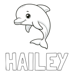 Online Created Coloring Page - HAILEY Coloring Page and Children's Coloring Book of a Cute Dolphin