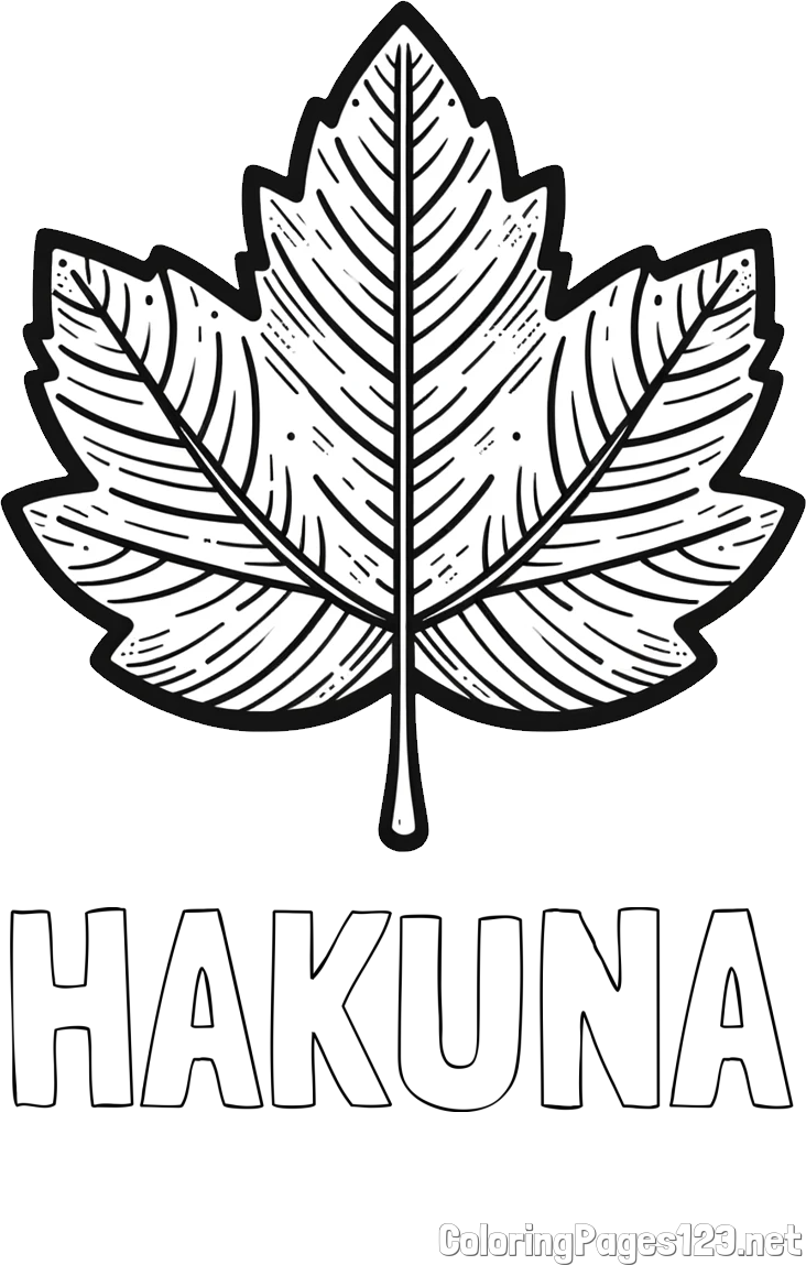 HAKUNA Coloring Page and Autumn Leaf Coloring Page