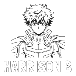 Online Created Coloring Page - HARRISON B Coloring Page and Coloring Page of an Anime Superhero