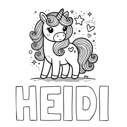 Online Created Coloring Page - HEIDI Coloring Page and Cute Unicorn Coloring Page