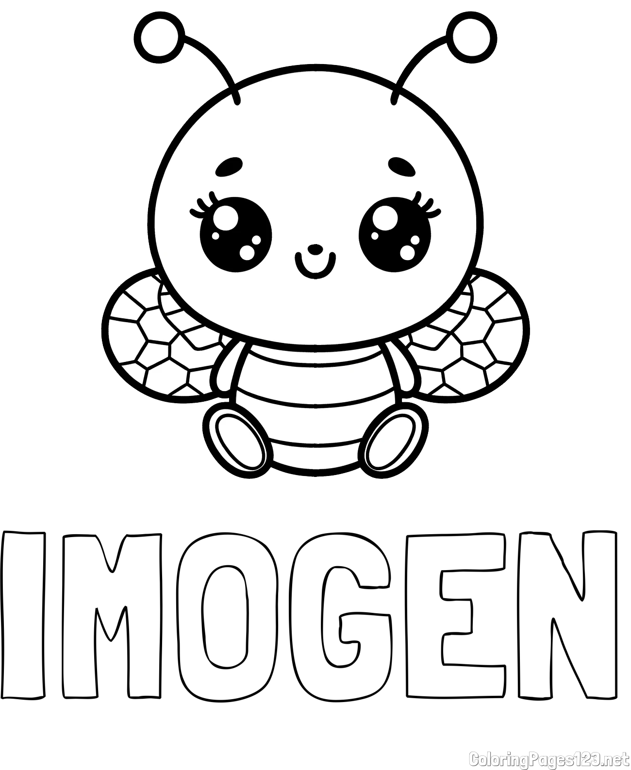 IMOGEN Coloring Page and Children's Coloring Page of a Cute Bee