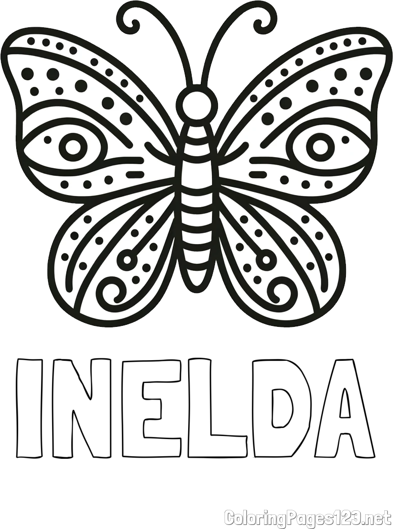 INELDA Coloring Page and Butterfly Coloring Page (Simple)