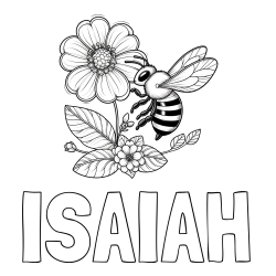 Online Created Coloring Page - ISAIAH Coloring Page and Children's Coloring Book of a Little Bee and Flowers