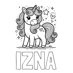 Online Created Coloring Page - IZNA Coloring Page and Cute Unicorn Coloring Page