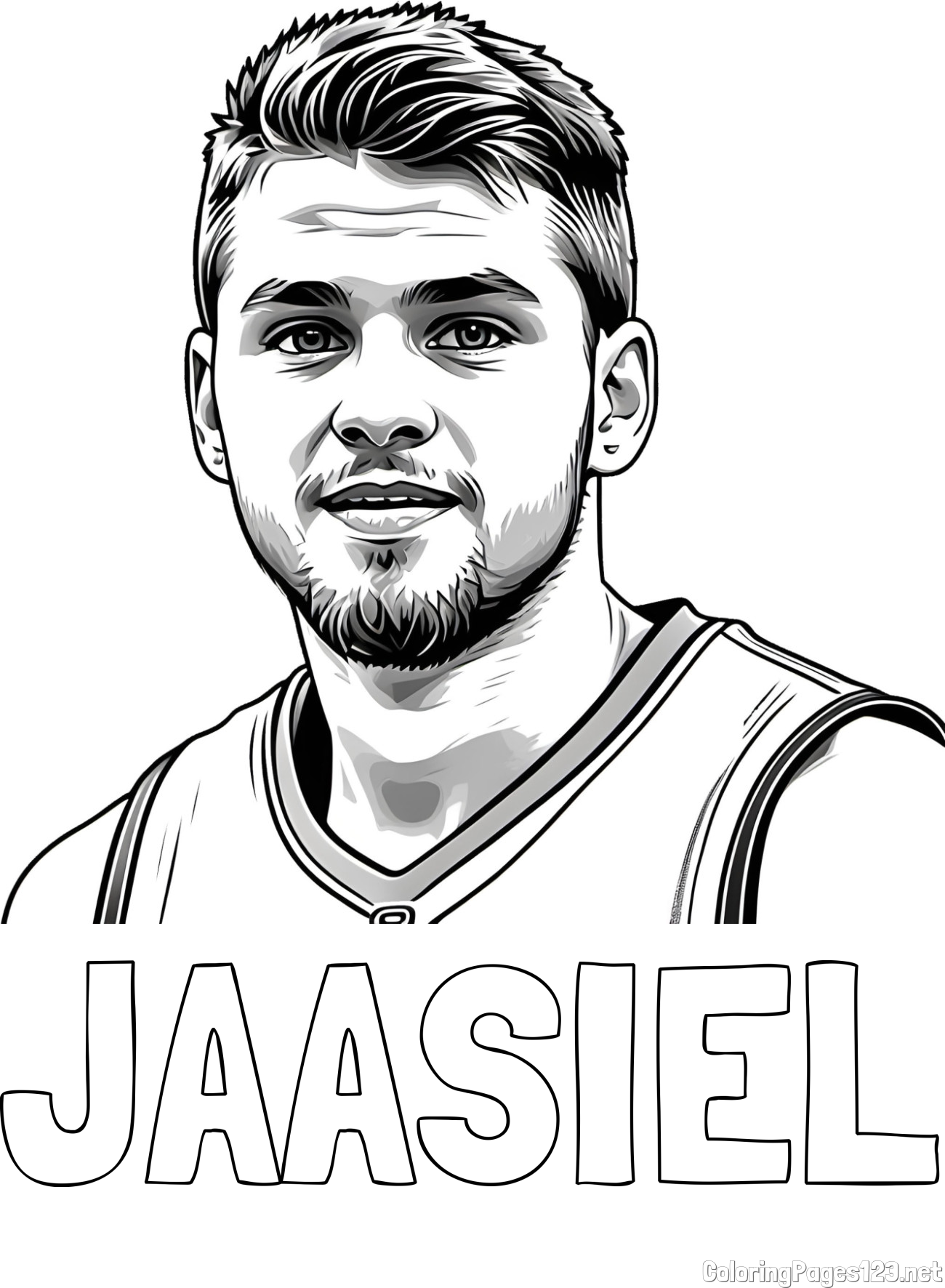 JAASIEL Coloring Page and Basketball Player Coloring Page