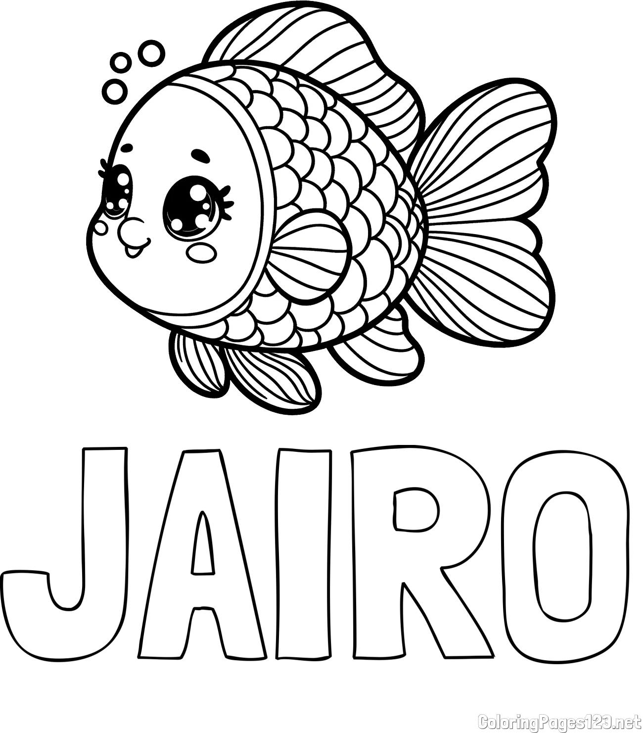 JAIRO Coloring Page and Coloring Page of a Cute Fish